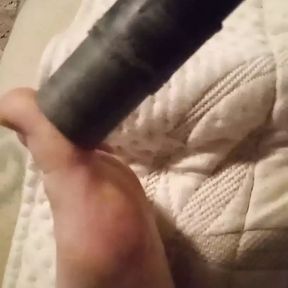 Vacuuming sock off and bare feet