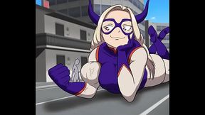 Female Muscle Growth Mt. Lady flexes for a fan