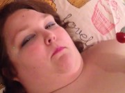 Bbw Big Bella rubs pussy with red lolipop!