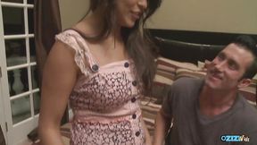 Hottie sucks a dick before taking it in her hairy vagina