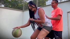 Big booty latina has to pay for her lost match and offers her dripping muff