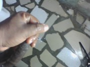 African black panther str8888888oking in the bathroom