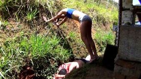 Femdom ladies enjoy to trample slaves