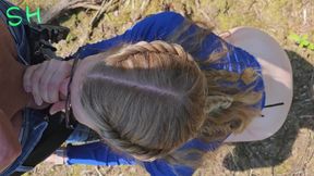 Blonde Slut Towed and Fucked in the Woods!