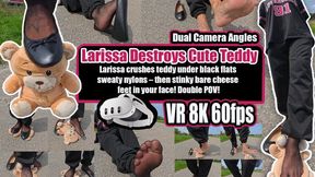 VR 3D 8K 180 60 fps | Ultimate Crush Experience: Larissa Destroys Cute Teddy with Black Ballerina Flats, Soaked Sweaty Nylons & Super Stinky Warm Soft Bare Feet ? Dual Camera Angles in 4K + VR for Insane Immersion!