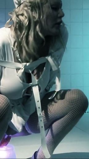 Blondie in a straightjacket has threesome with two doctors   Clip 2