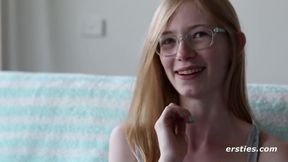 Shy Blonde Nerd Girl in Glasses Gives Us The Sexy Tour Of Her Body - Hairy