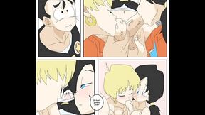 Gohan fuck Videl in the and make a threesome