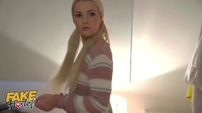 Blonde sub 18+ teen takes huge black cock and massive facial