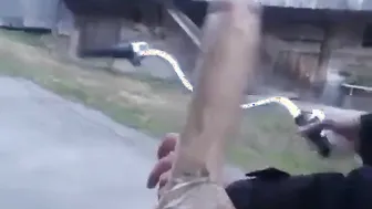Twink rides a dildo outdoors in public anal toy session