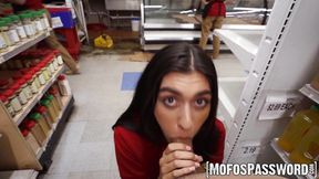 Hung teen's big dick busts busty Aubry Babcock's tight pink at work