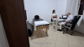 patient gets fingered by proctologist during anal exam.
