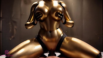 Golden Sex Robot Gets Tested By A Big Black Cock And Receives Cum Inside - [AI Porn]