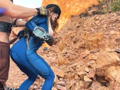 Sexy Cowgirl in Blue Latex Fucked Hard in Desert