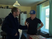 The guy glued the pizza courier and fucked him for money
