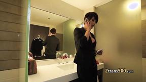 ”Horny stud ravaged t-girl in lingerie”