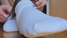 JOI Sock Tease – White Socks to Nylons to Barefoot (Arrogant & Dominant)