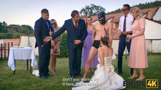 BRIDE4K. Shy bride with natural tits is fucked roughly in front of everyone in public
