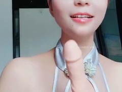 Amateur asian toyer toying at home