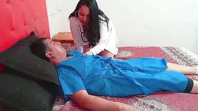 a horny doctor fucks her patient during their private visit. nurse fucking her patient.