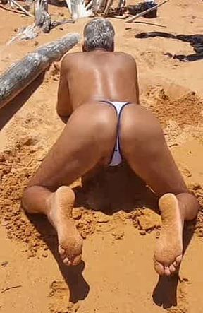 Ladysilva Doing Stritease on the Beach Showing off Her Hot Tanned Ass