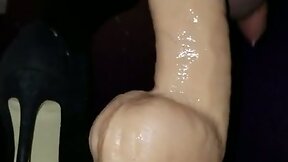 Husband rides colossal dildo