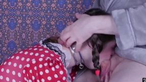 Teen slave Anastasia Rose licks and swallows