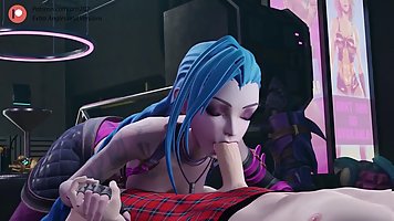 Jinx from League of legends sucks big cock