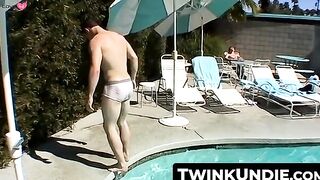 TwinkUndie.com - Zack Randall gives Mike Roberts a teasy underwater handjob by the po
