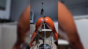 Big ass Ebony squirts during rough session with fuck machine