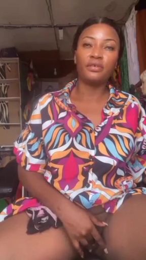 Public Masturbation of a Horny Mama Playing Her Fat Pussy in Her Shop for Her Lover