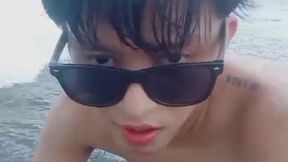 Pinoy Teen Beach Jerk-Off: Loud Moaning Solo Cumshot in Public