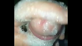Slow mo washing cock in shower