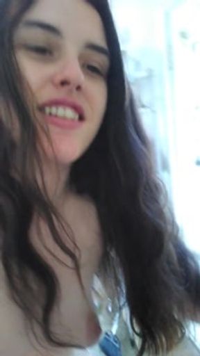 Naked Nudist Crazy White Girl Onlyfans Only FANS ManyVids Cam Slut Drinks Morning Coffee Lunatic