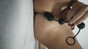 Twink Plays with Anal Beads and Fake Cum