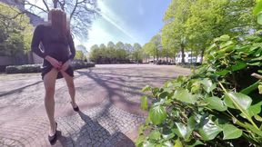 Undo stockings in public and cumming at the end