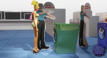 Cartoon Cuties Double Dildo Delight in Public