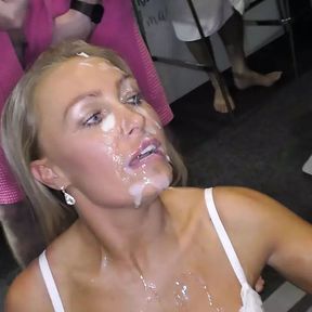 Kelly Myers and Tyla Moore Get Their Faces Covered With Cum - Bukkake Fest