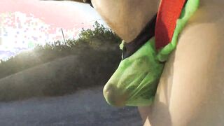 My panty rips while running and I get caugh bare by a cyclist