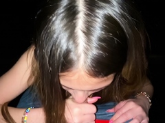 Hot girl give me amazing blowjob in the cinema   Public