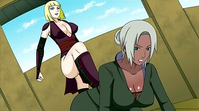 Voluptuous anime women in erotic fantasy scenes with exaggerated curves