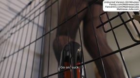 Caged Useless Slave SPH Spit Choked by Pantyhose Mistress Destroyed