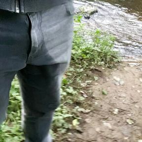 Walking into a river fully clothed and piss wet