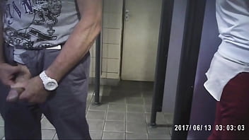 Hot Pisces caught in public bathroom by big cock voyeur
