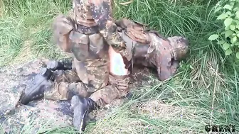 German soldiers have bareback anal sex in military amateur scene