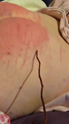 Key moment from &quot;Cruel whipping of a slave with rods, femdom punishment by a sadistic mistress.&quot;
