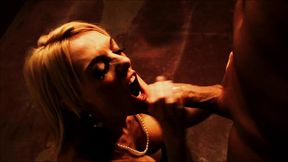slutty stacey saran sucks and fucks hard in lingerie before facial finish