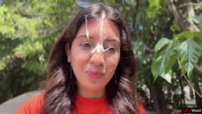 Public Blowjob in the Bushes with Stranger and Crazy Cumwalk Covered in Cum