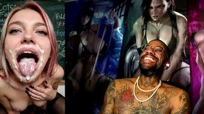 sexy pet slut with her mouth completely cum covered, ai generated