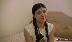 cute teen amateur gets naked and sucks cock